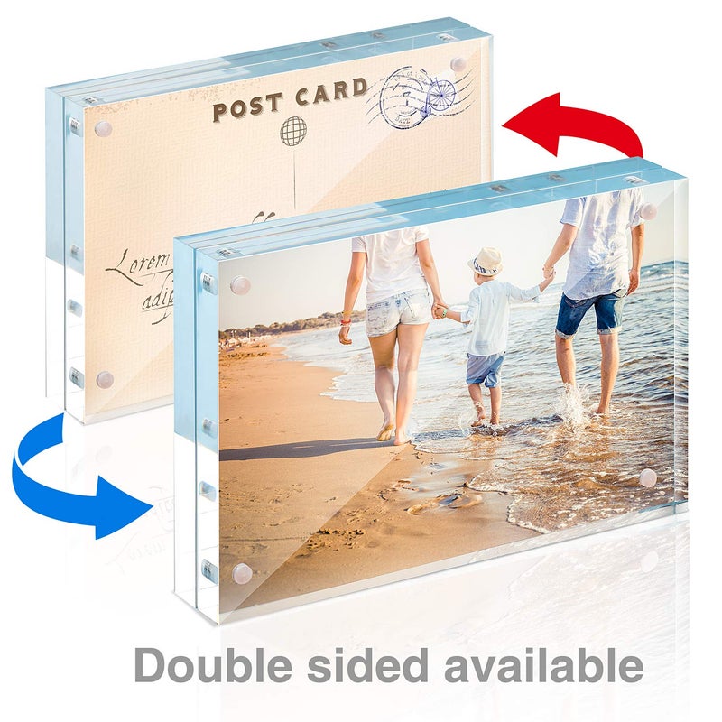 TWING 5x7 Acrylic Frame for Pictures, Clear Double Sided Acrylic Picture Frame with Microfiber Cloth, Picture Frame 5x7, 12 + 12MM Thickness Magnetic Photo Frame Desktop Frameless Display Gifts Ideal - Image 3